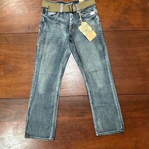 FLYPAPER Jeans Men's Bootcut Size 29x32 Short Inseam NWT Canvas Belt